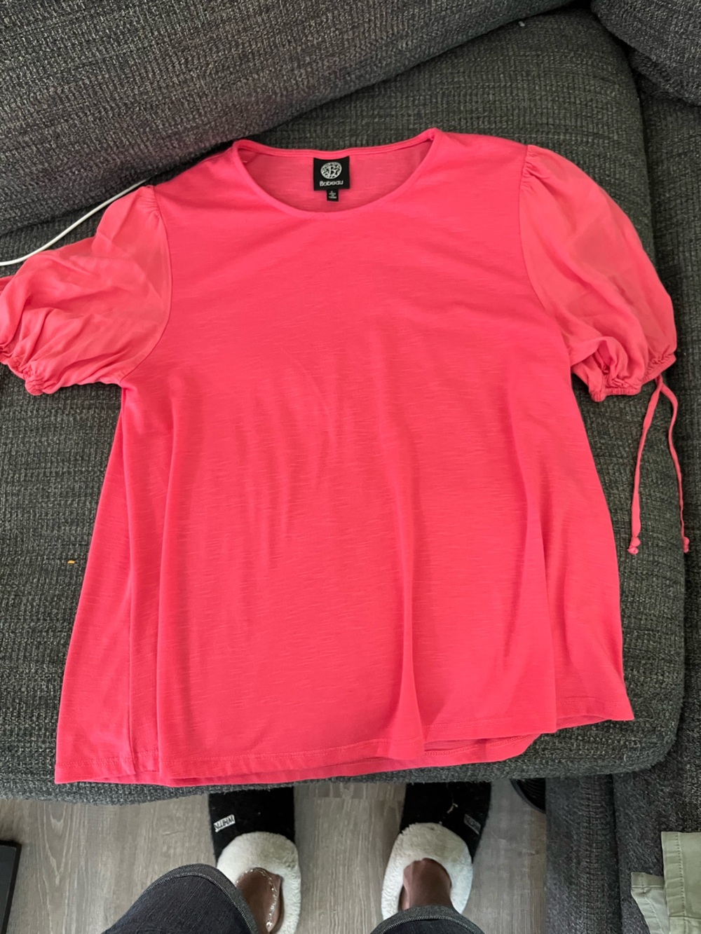 bobeau Hot Pink Short Sleeve Pullover Top